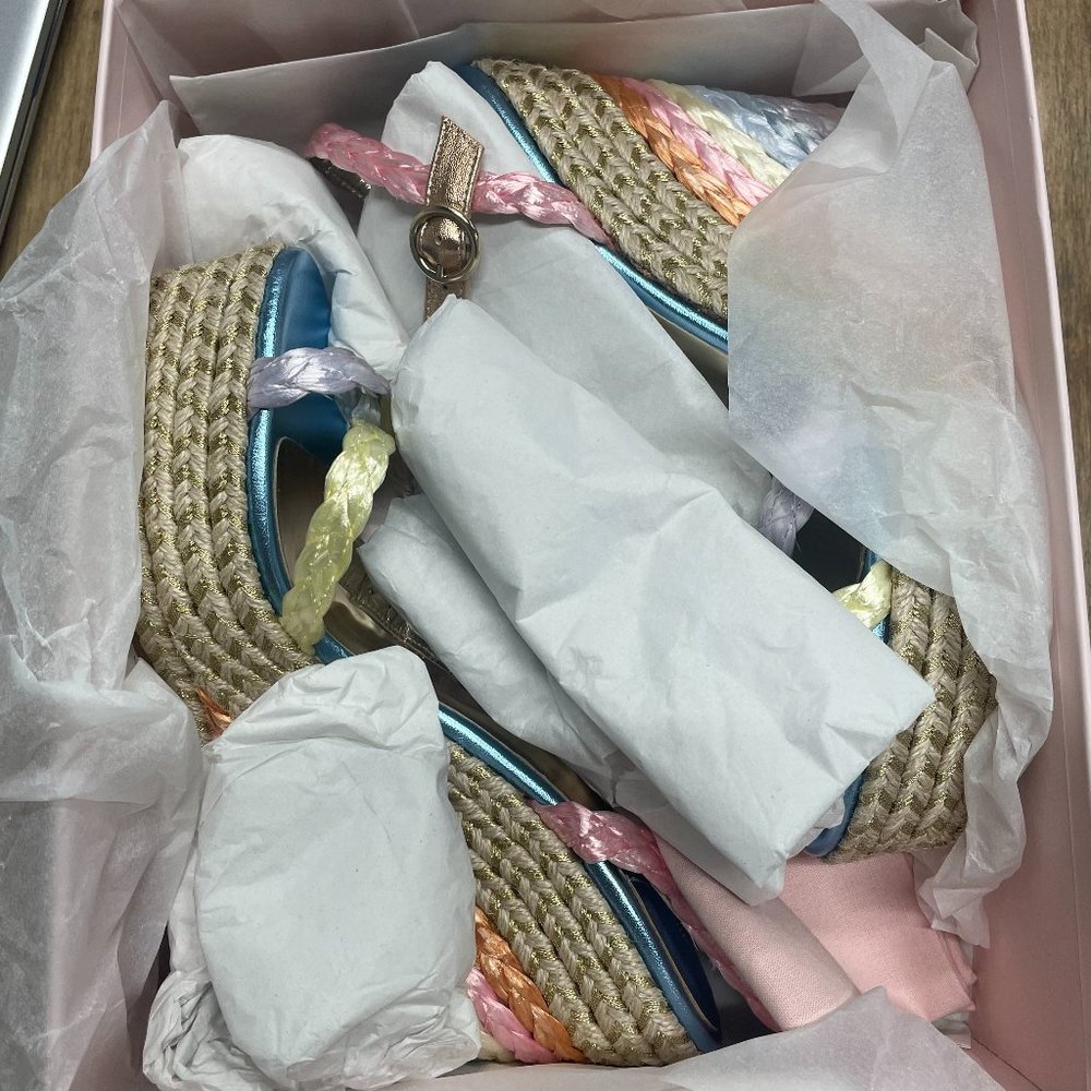 Sophia Webster Ines Multicolor Metallic Wedge Espadrilles